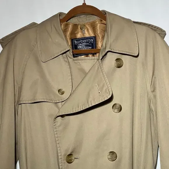 Burberry Burberrys' Trench Coat Kensington Nova Made in England sz 46R VTG Tan - Picture 13 of 16